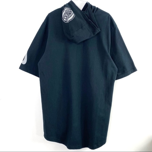 NIKE Knicks Big Logo Short-Sleeve Hoodie Sweatshirt in Black Size L - Picture 3 of 10